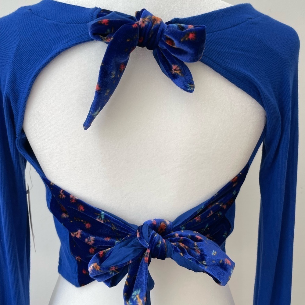 Free People Lookin Forward Blue Crop Top Woman’s Size Small NWT Boho Sexy - Picture 10 of 15